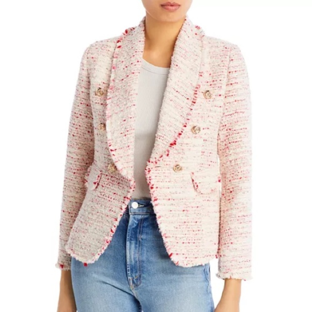 NWOT Aqua Pink Fringe Tweed Blazer from Bloomingdale’s XL